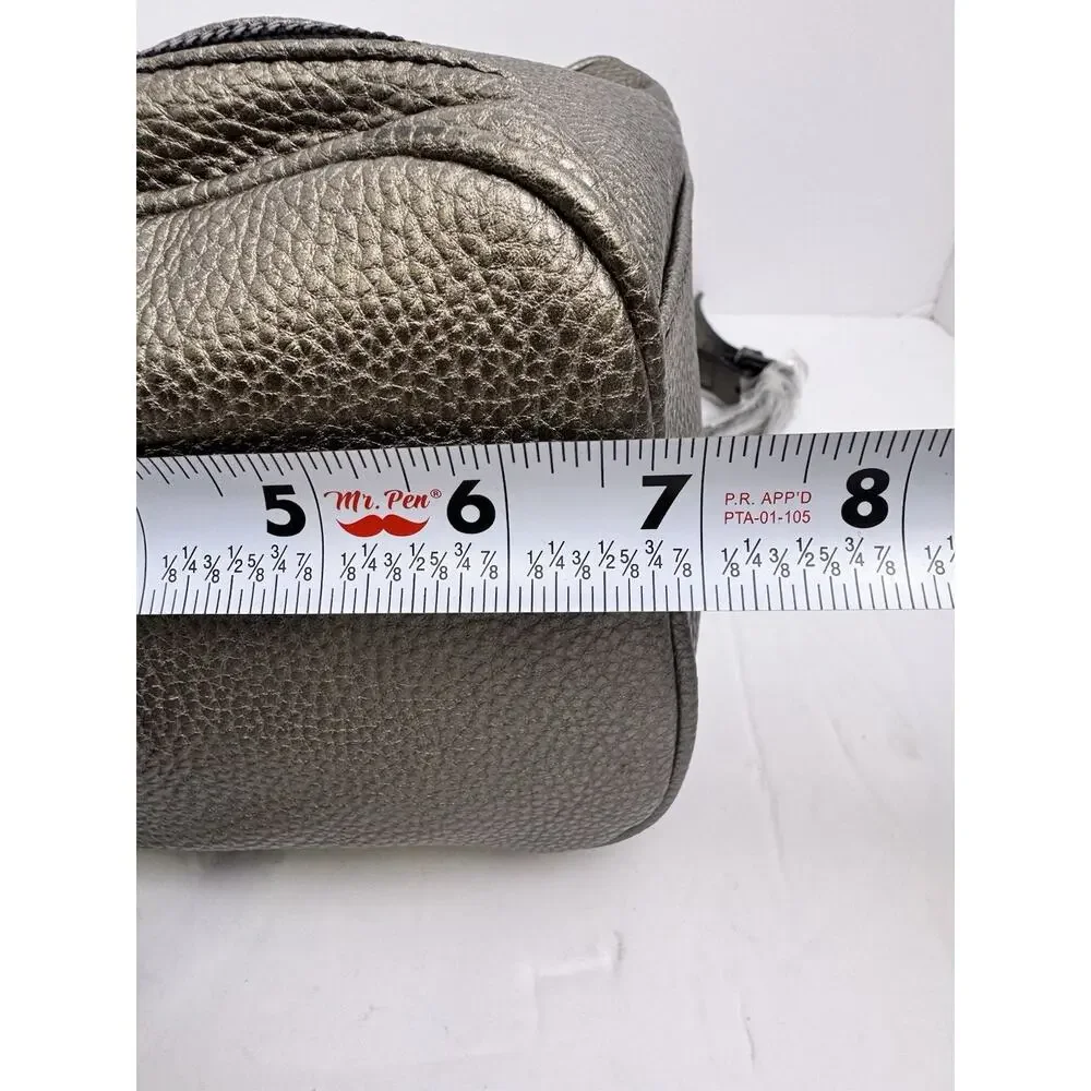Express Gunmetal Metallic Pebbled Faux Leather Crossbody Handbag NWT Zip Pockets
